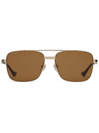 Gucci Square Frame Sunglasses In Gold