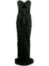 SAINT LAURENT CUT-OUT RUCHED STRAPLESS GOWN