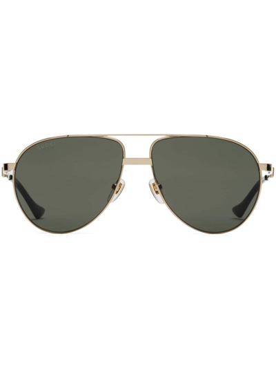 Gucci Logo-engraved Pilot-frame Sunglasses In Gold