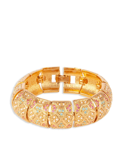 Pre-owned Susan Caplan Vintage 1980s D'orlan Swarovski Crystal Bracelet In Gold