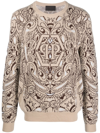 PHILIPP PLEIN PAISLEY-PRINT CASHMERE-SILK JUMPER