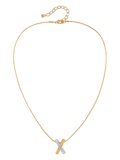 Pre-owned Nina Ricci 1980s X Pendant Necklace In Gold