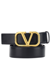 Valentino Black Vlogo Signature Leather Belt In Black