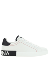 Dolce & Gabbana Portofino Leather Sneakers With Rubberized Logo Shoes In White
