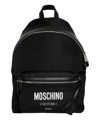 Moschino Black Printed Backpack In Black