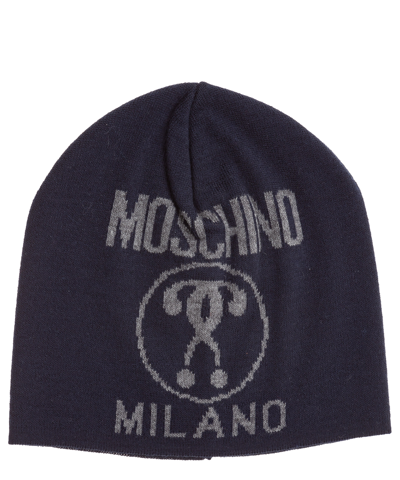 Moschino Double Bubble Wool Beanie In Blue