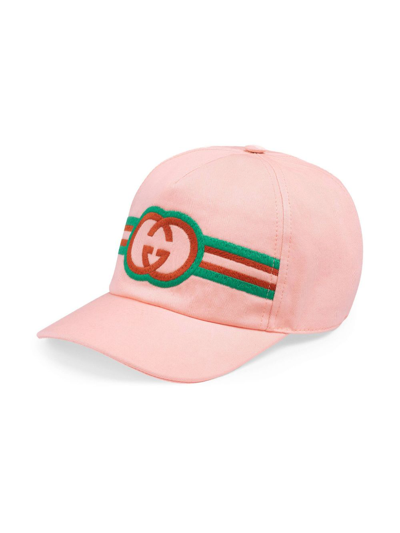Gucci Kids' Interlocking G Logo Cotton Cap In Pink
