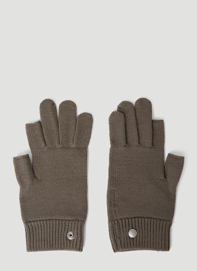 Rick Owens Gray Touchscreen Gloves In Brown