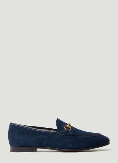 Gucci Jordaan Suede Loafers In Blue