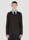 PRADA CONTRAST POINT COLLAR CARDIGAN