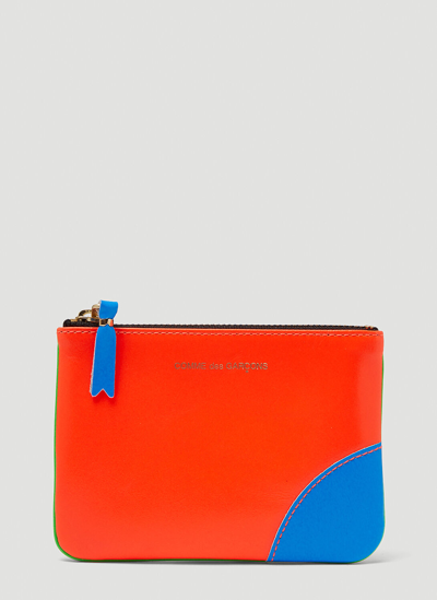 Comme Des Garçons Super Fluo Leather Wallet In Orange
