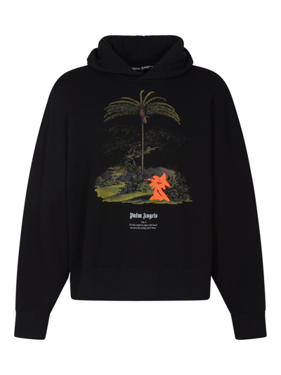 Palm Angels Enzo From The Tropics Cotton Hoodie In Black