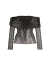 Self-portrait Crystal-embellished Fishnet Top In Black