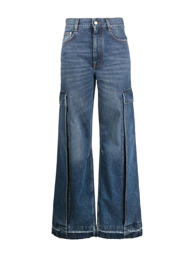 Stella Mccartney Patch-pocket Wide-leg Jeans In Blue