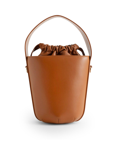 Chloé Sense Embroidered Leather Bucket Bag In Brown