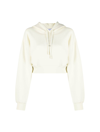 Off-white Faux-pearl Embellished Cropped Hoodie In Nude & Neutrals
