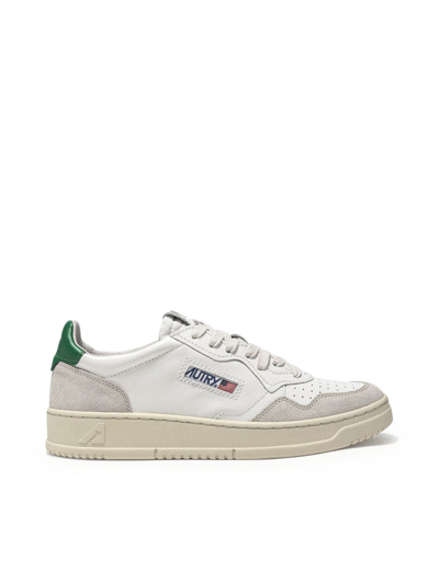 AUTRY MEDALIST LOW SNEAKERS IN LEATHER AND WHITE GREEN SUEDE