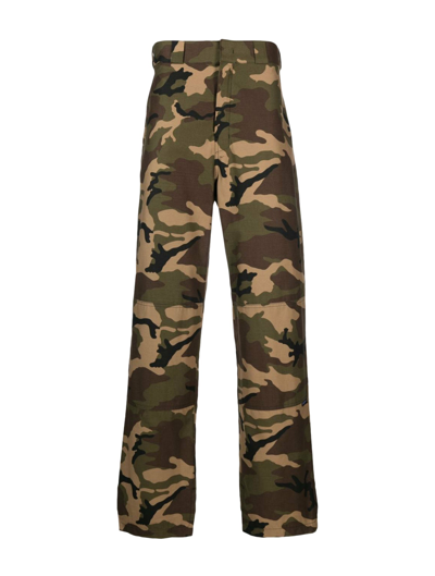 Palm Angels Camouflage-print Wide-leg Trousers In Military
