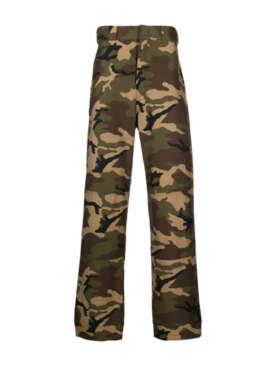 Palm Angels Camouflage-print Wide-leg Trousers In Green