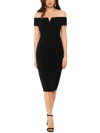 Xscape Juniors Womens V Neck Of-the-shoulders Cocktail And Party Dress In Black