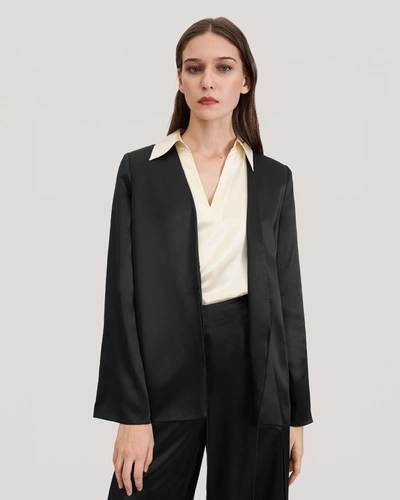 Lilysilk Pure Silk Azalea Blazer For Women In Black