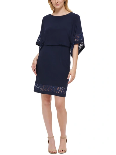 Jessica Howard Womens Lace Inset Open-back Mini Dress In Blue