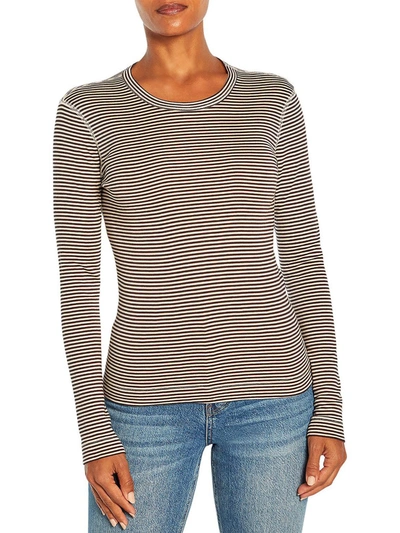 Three Dots Womens Modal Blend Striped T-shirt In Multi