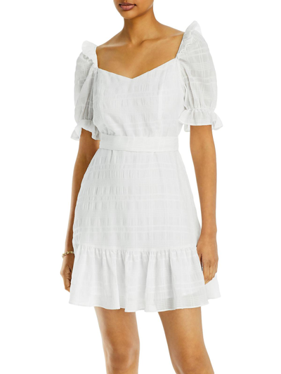 Aqua Womens Puff Sleeve Short Mini Dress In White