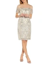 ADRIANNA PAPELL WOMENS MESH EMBROIDERED COCKTAIL AND PARTY DRESS