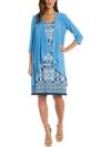 R & M Richards Petite Two-piece Floral-mesh Jacket Sheath Dress In Blue