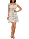 ALMOST FAMOUS JUNIORS WOMENS JERSEY FLORAL FIT & FLARE DRESS