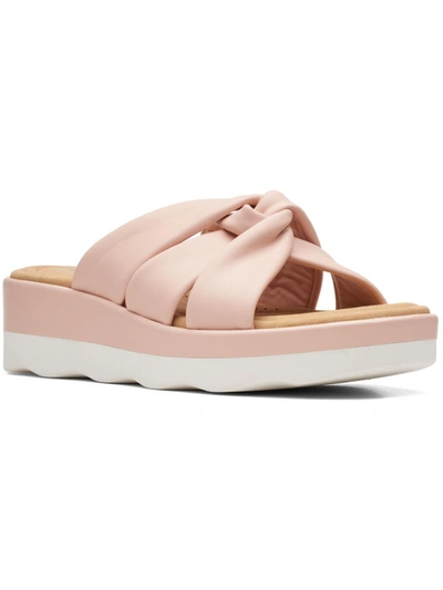 Clarks Clara Charm Womens Faux Leather Cushioned Footbed Wedge Sandals In Pink