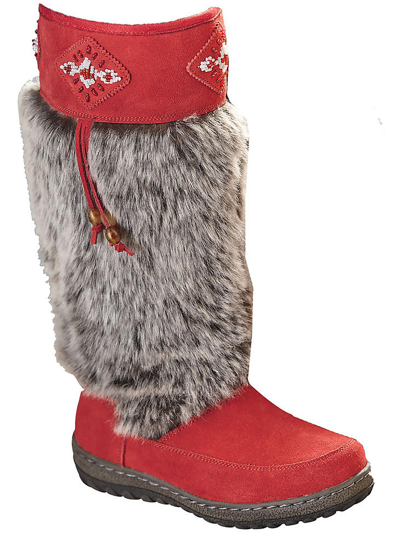 Wanderlust Nika Womens Water Resistant Faux Fur Lined Knee-high Boots In Red