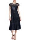 Slny Womens Lace Sequined Midi Dress In Black