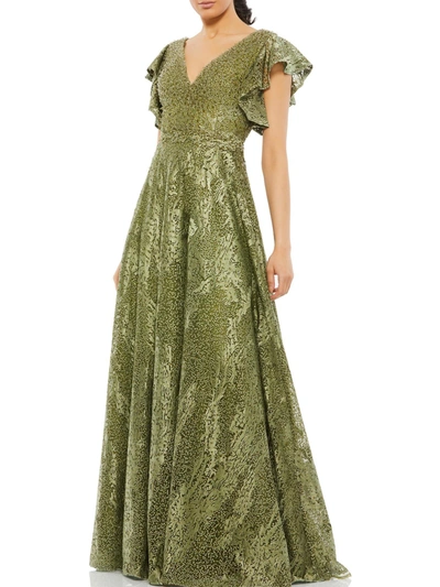 Mac Duggal Womens Embellished A-line Evening Dress In Green