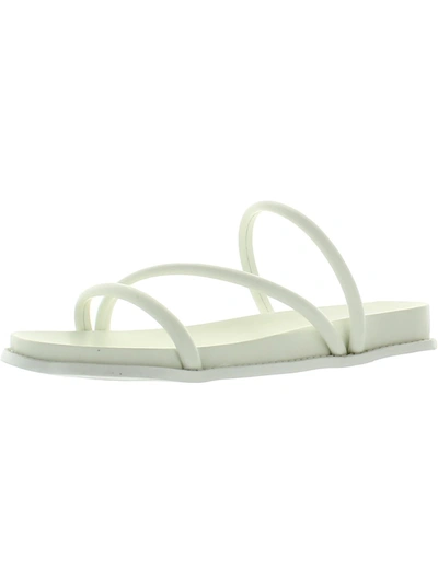Dolce Vita Cortez Womens Faux Leather Slides Strappy Sandals In White