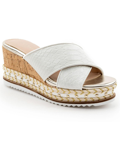 Bcbgeneration Habiana Womens Snake Print Wedge Sandals In White