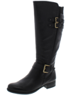 Naturalizer Jessie Womens Leather Wide Calf Riding Boots In Black