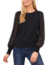 Cece Clip Dot Sleeve Sweater In Black