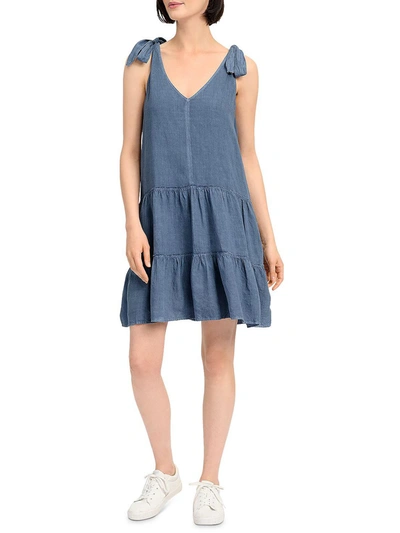 Splendid Carolina Womens Tiered Mini Sundress In Blue