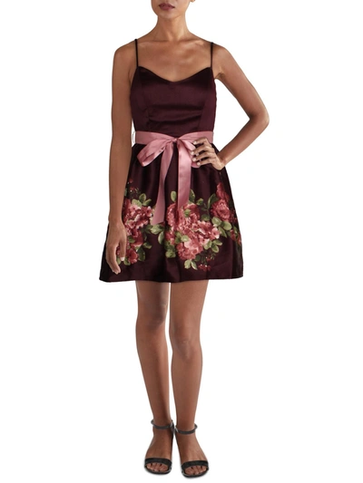 Teeze Me Juniors Womens Sleeveless Mini Fit & Flare Dress In Pink
