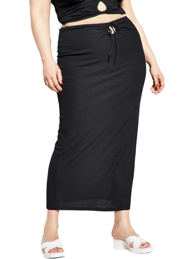 Royalty By Maluma Womens Tie Front Long Maxi Skirt In Black