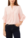 Vince Camuto Plus Size Ruffle Sleeve Henley Blouse In Blue