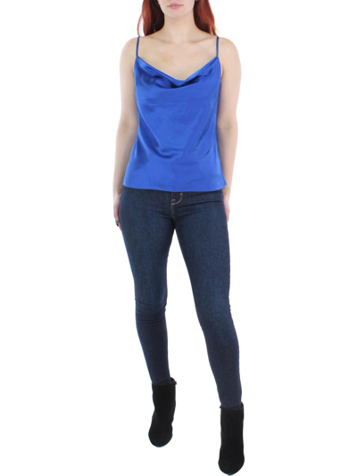 Endless Rose Womens Satin Cowl Neck Tank Top In Blue
