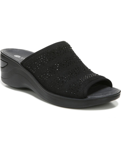 Bzees Deluxe Bright Womens Embellished Slip On Wedge Sandals In Black