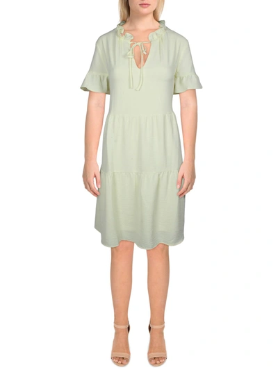 Dkny Womens Ruffled Short Shift Dress In Yellow