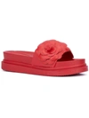 New York And Company Camilia Womens Faux Leather Slip On Platform Sandals In Red