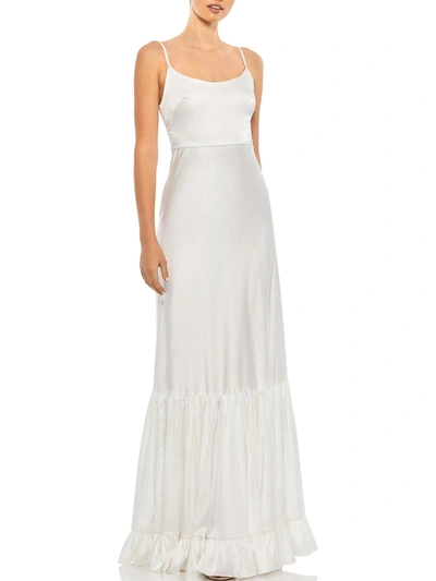 Ieena For Mac Duggal Womens Tiered Ruffled Evening Dress In White