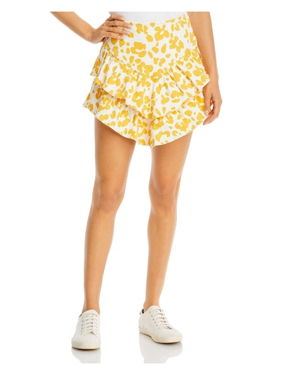 Mother The Ruffle Womens Ruffle Dyed Denim Denim Skirt In Yellow