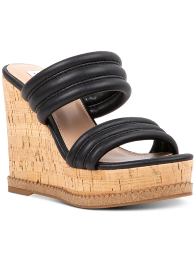 Steve Madden Wipeout Womens Casual Padden Insole Wedge Sandals In Black